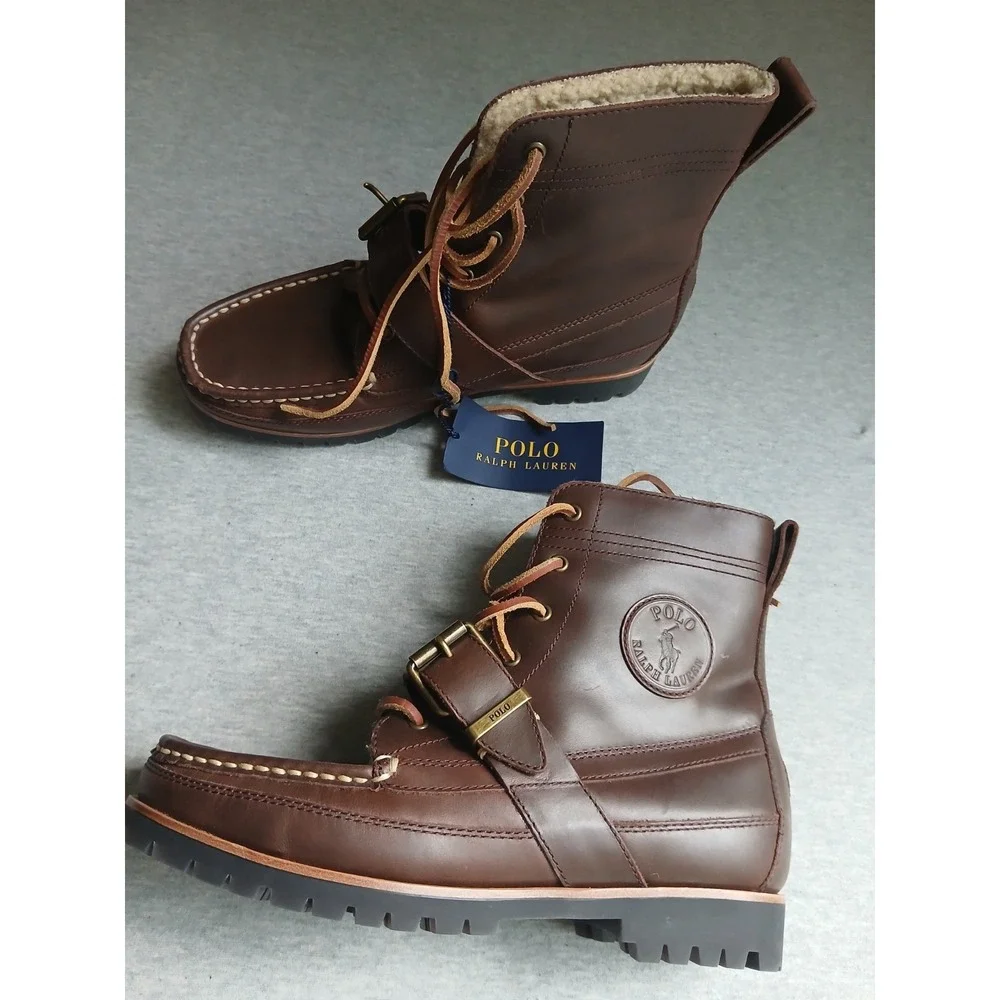 Ralph Lauren Boots Mens 7 Polo Country Ranger Leather Lace Up Moc Toe New
